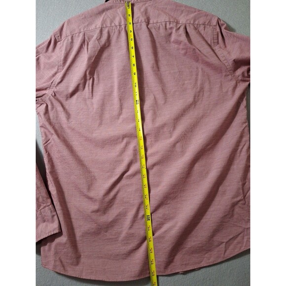 Charles Tyrwhitt Dress Shirt Men's Large SLIM FIT Stretch Cotton Solid Red - Picture 7 of 8